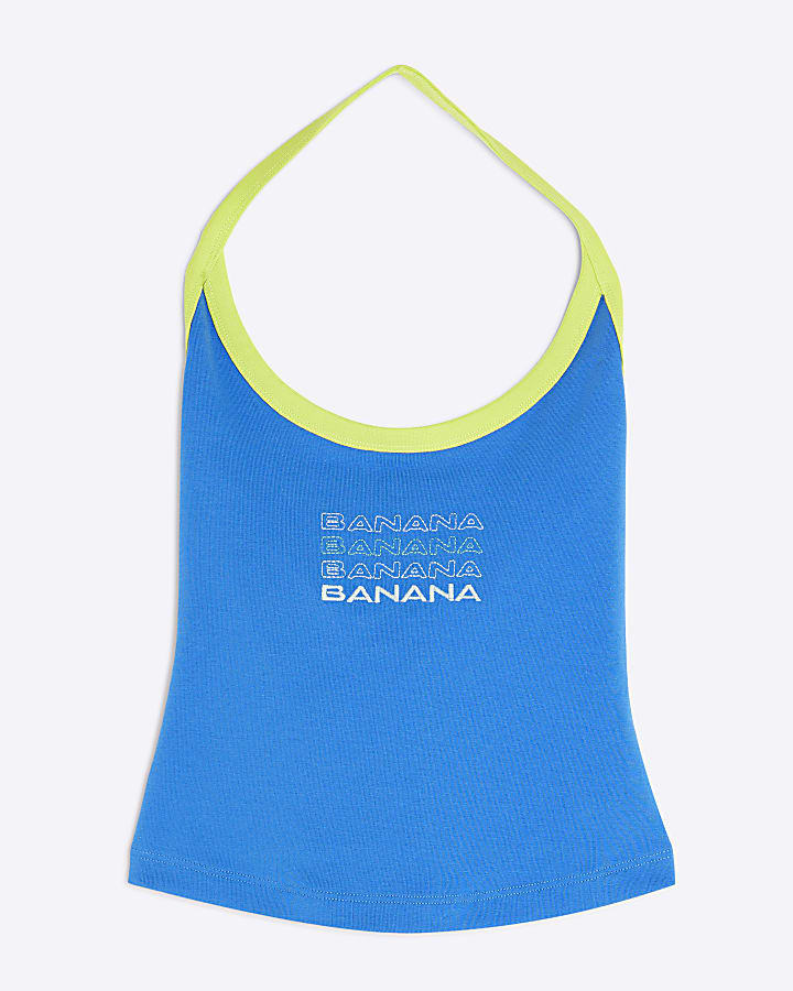 Blue Atlas Sleeveless Banana Halter Neck Top