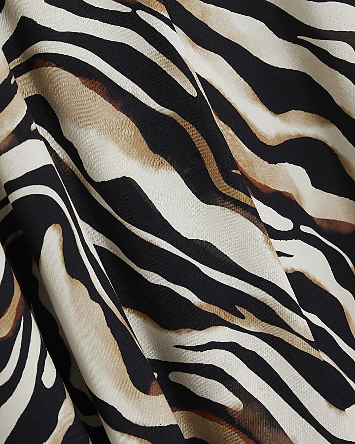 Black Zebra Print Sleeveless Maxi Dress