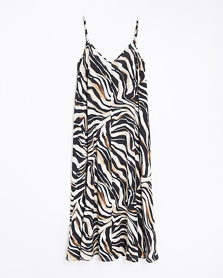 Black Zebra Print Sleeveless Maxi Dress