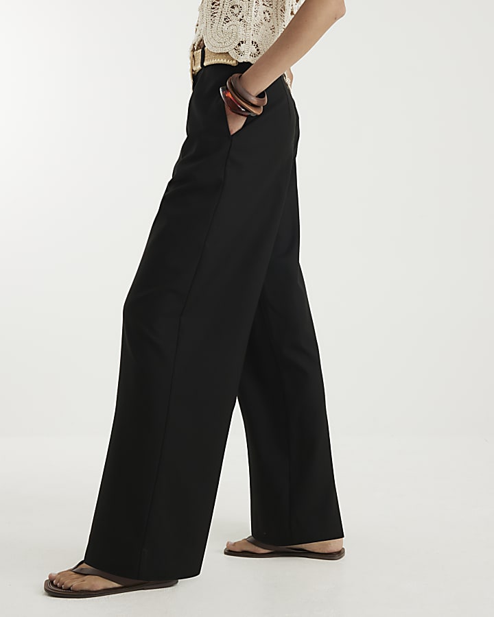 Black Belted Wide Leg Trousers