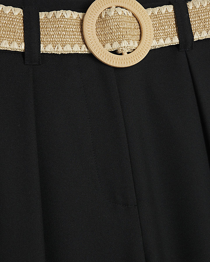 Black Belted Wide Leg Trousers