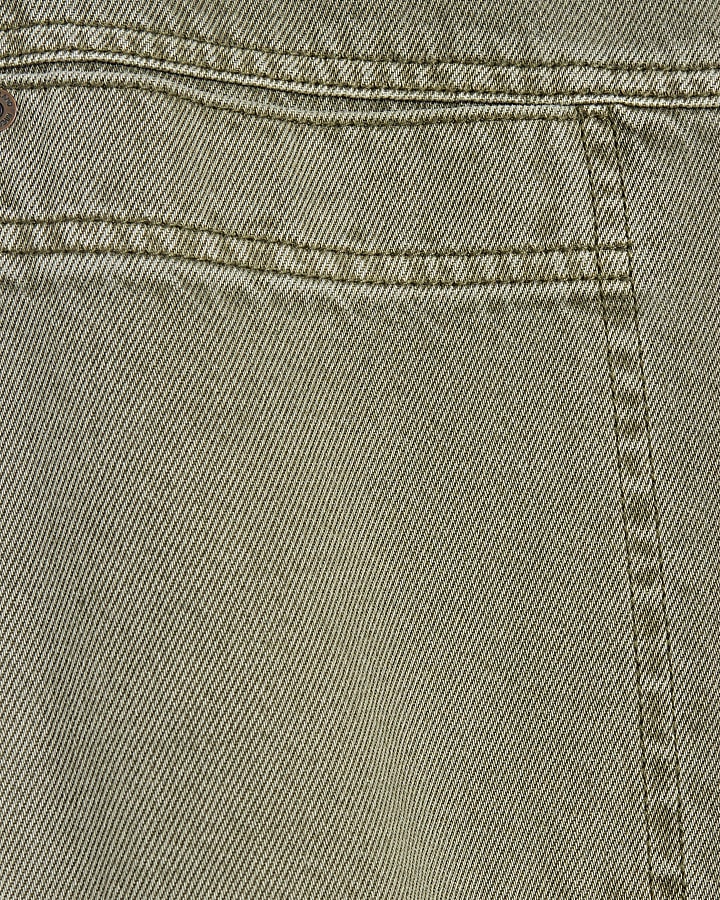 Khaki High Rise Pocket Front Barrel Jeans