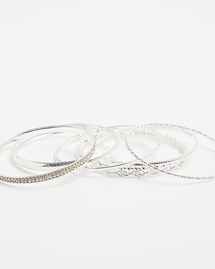 Silver Bangle Stack