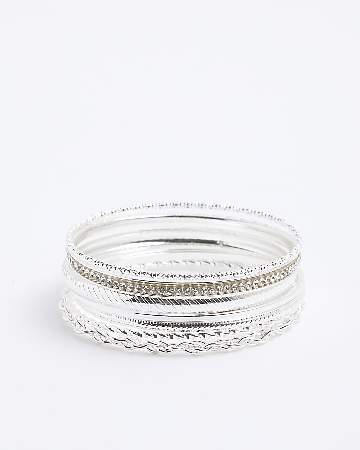 Silver Bangle Stack