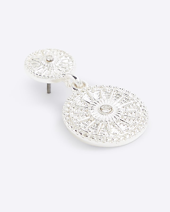 Silver Coin Drop Earrings