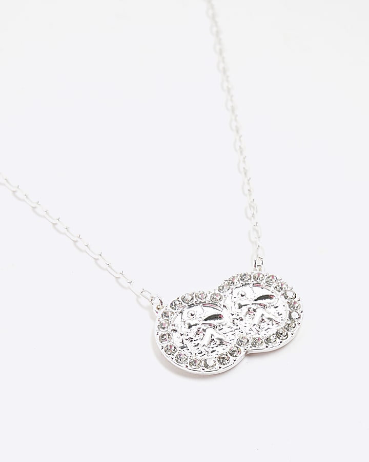 Silver Double Coin Necklace