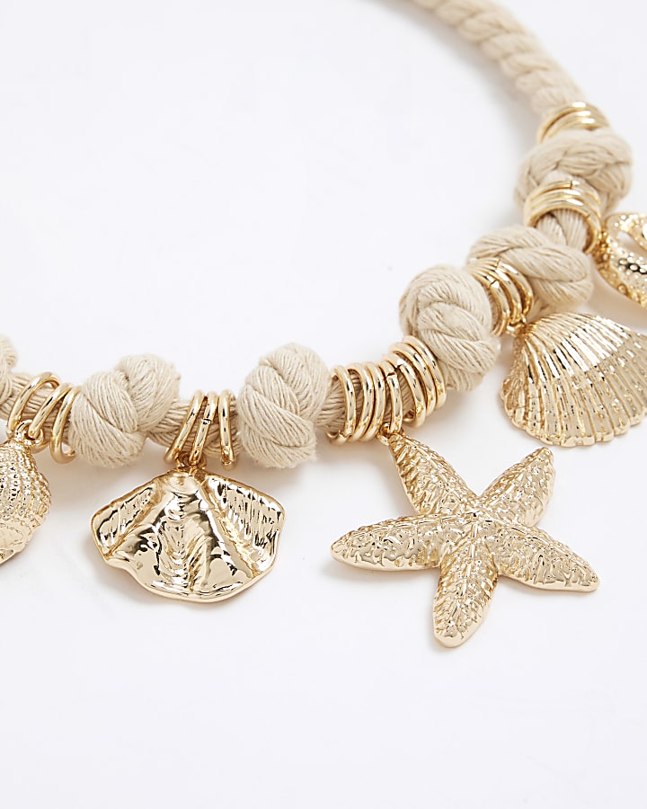 Cream Rope Shell Charm Necklace