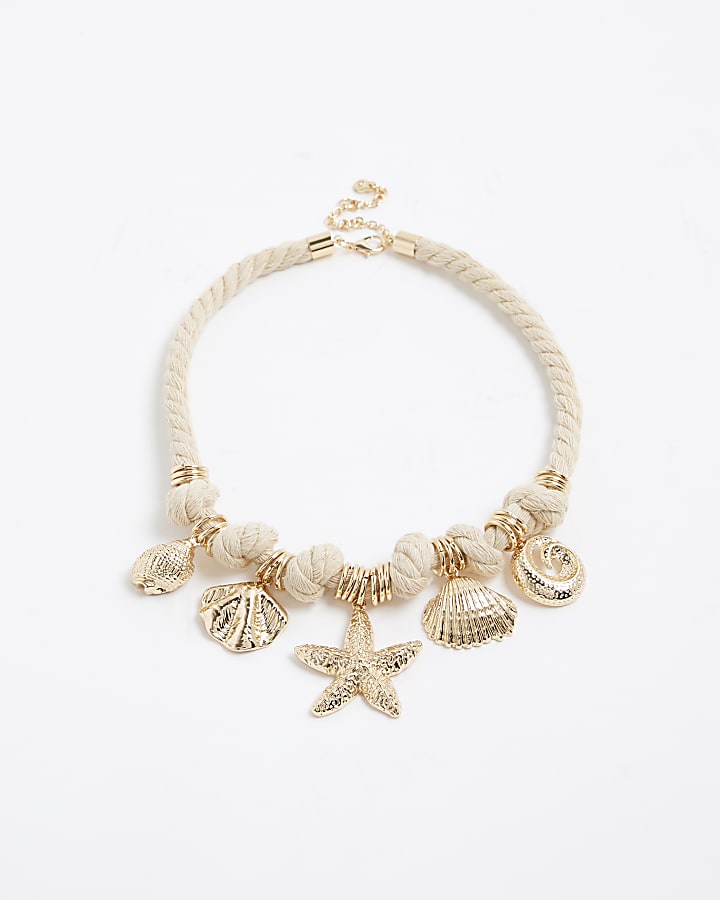 Cream Rope Shell Charm Necklace