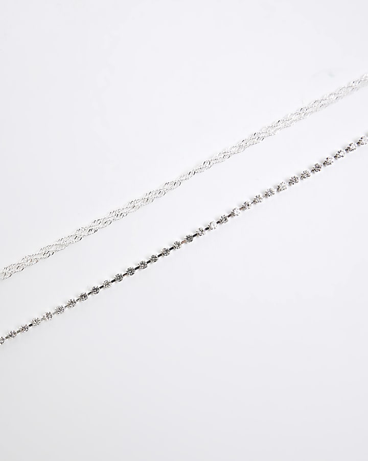 Silver Chain Anklet 2 Pack