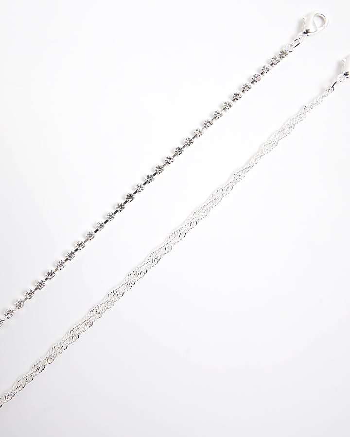 Silver Chain Anklet 2 Pack
