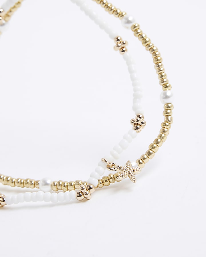 Gold Starfish Stretch 2 Pack Anklets