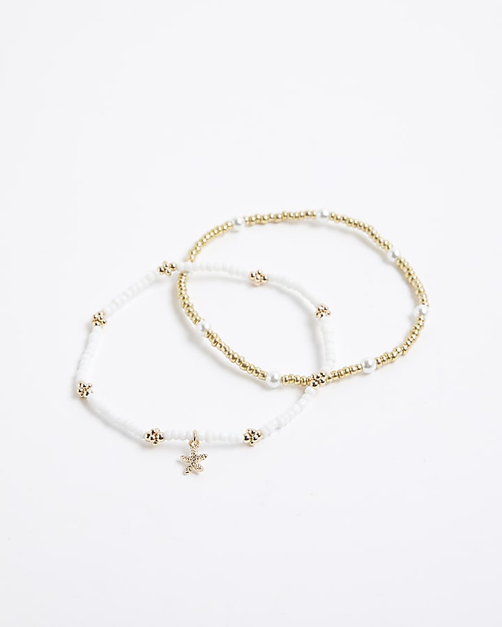 Gold Starfish Stretch 2 Pack Anklets