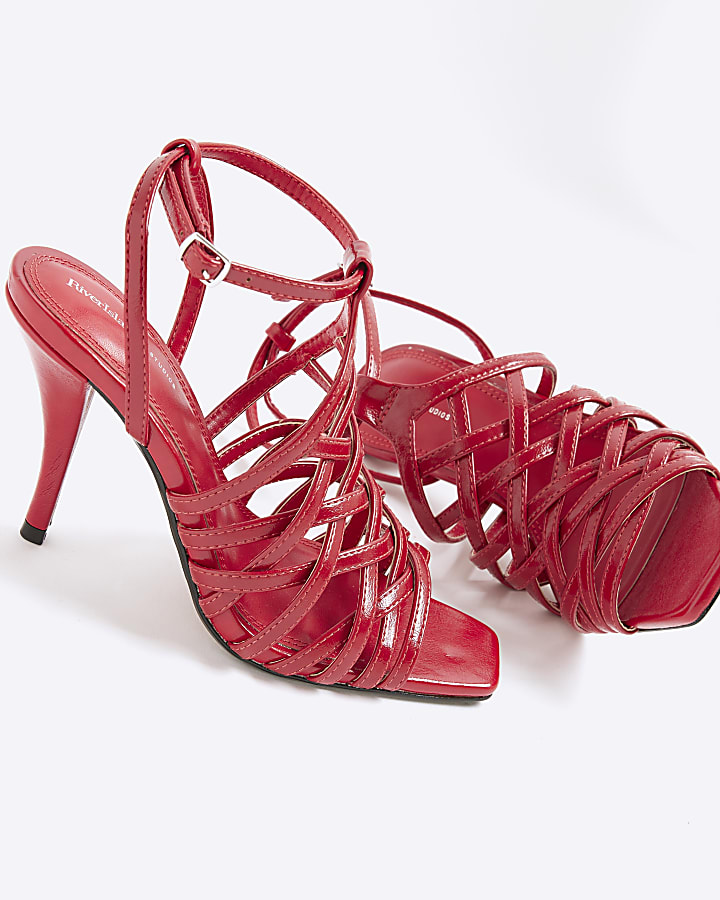 Red Strappy Heeled Sandals