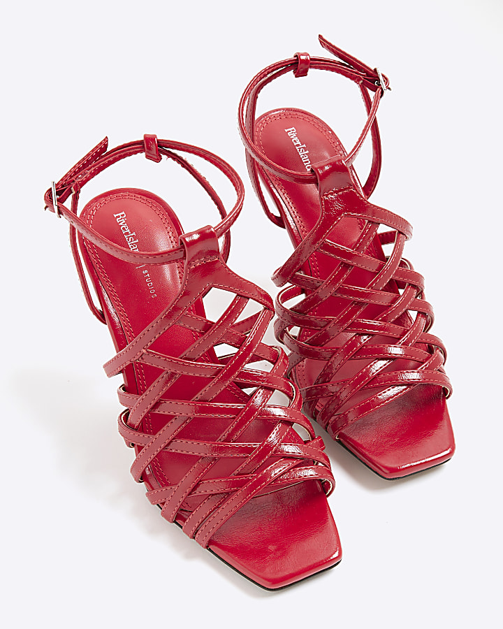 Red Strappy Heeled Sandals