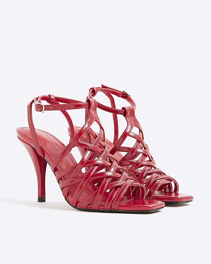 Red Strappy Heeled Sandals