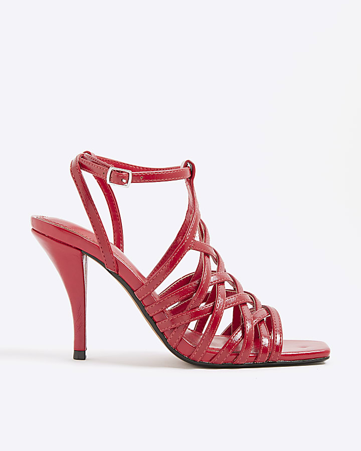 Red Strappy Heeled Sandals