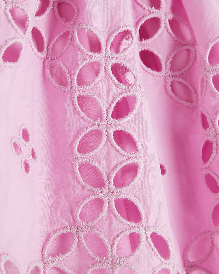 Petite Pink Cropped Broderie Cami Top