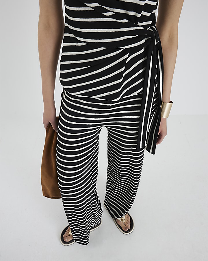 Black Stripe Wide Leg Trousers