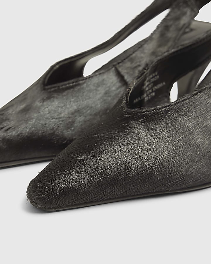 Black Suede Chisel Toe Slingback Heels