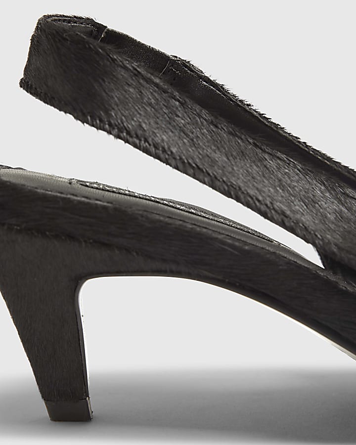 Black Suede Chisel Toe Slingback Heels