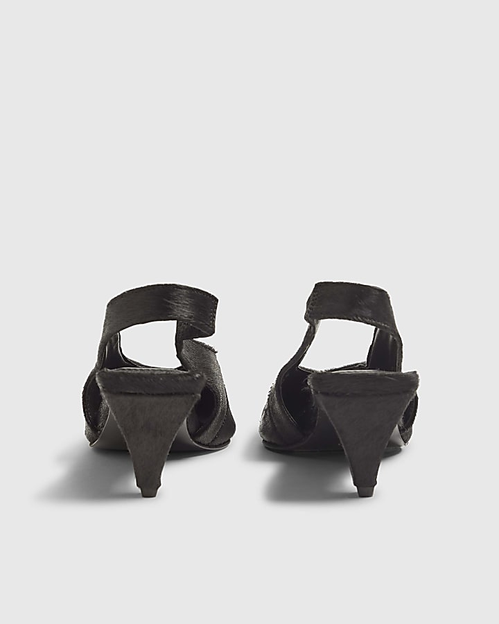 Black Suede Chisel Toe Slingback Heels