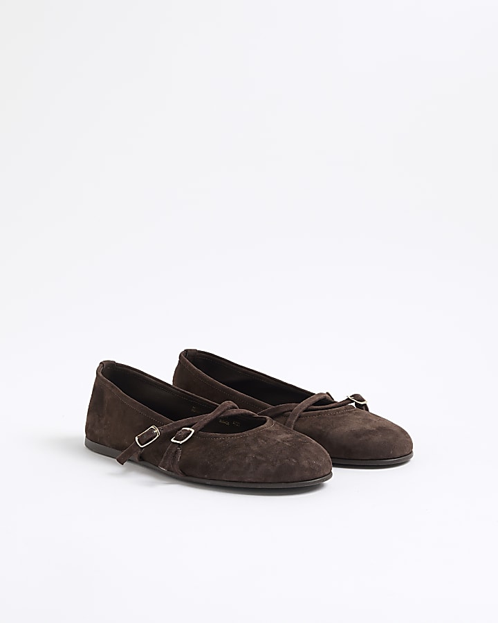 Brown Suede Ballet Pumps