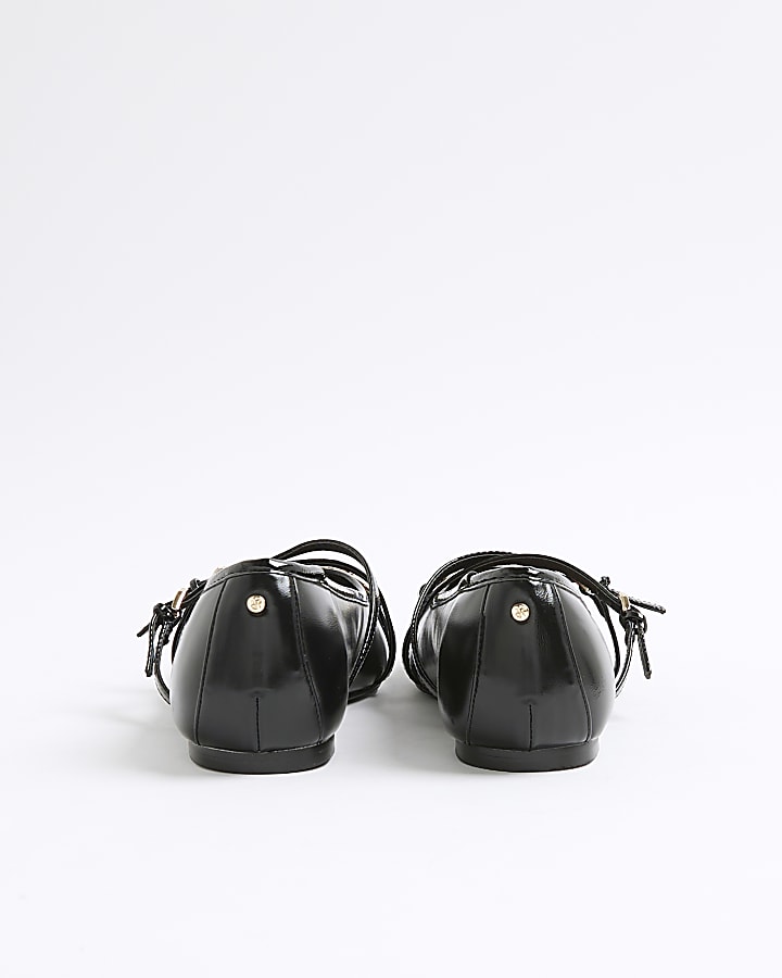 Black Snaffle Cross Strap Mary Jane Shoes
