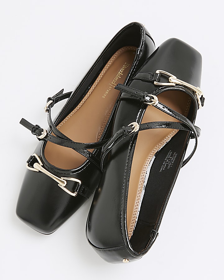 Black Snaffle Cross Strap Mary Jane Shoes