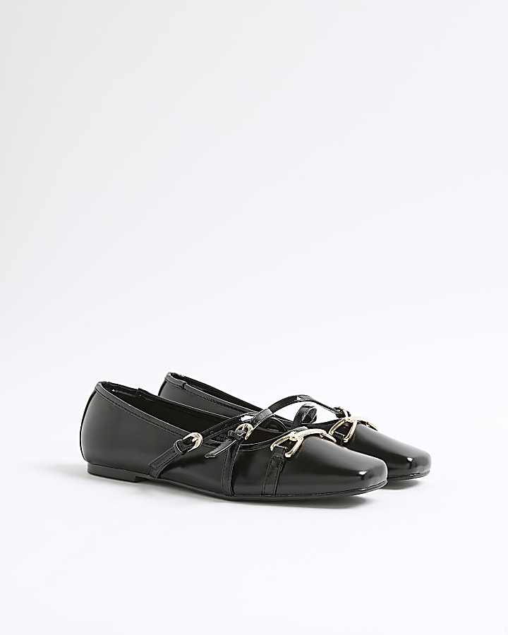 Black Snaffle Cross Strap Mary Jane Shoes