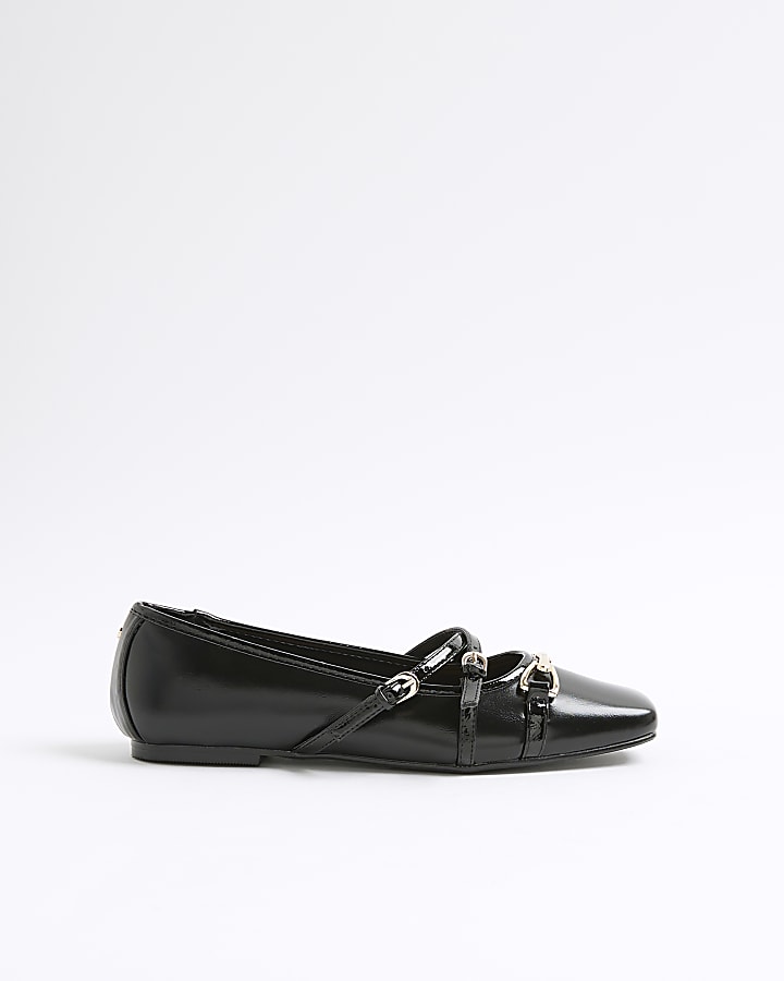 Black Snaffle Cross Strap Mary Jane Shoes