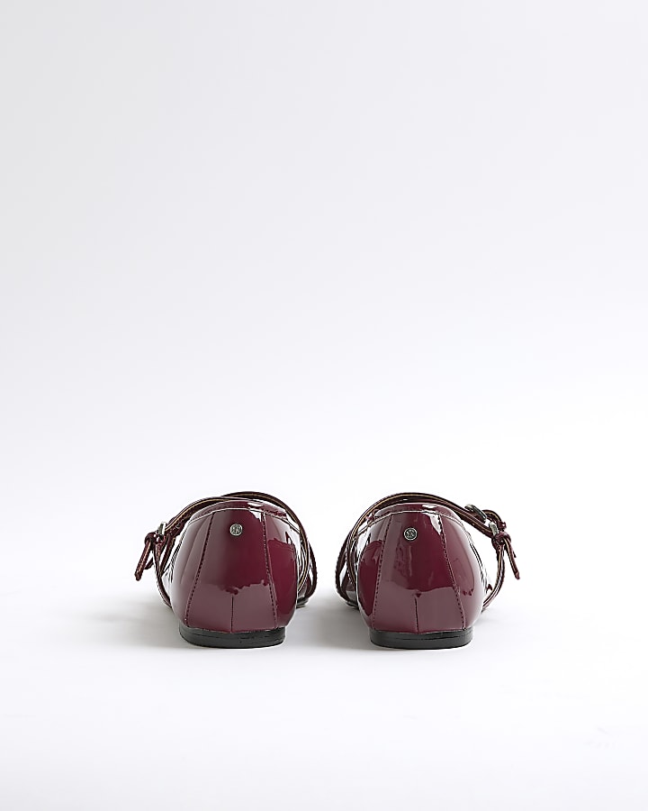 Red Snaffle Cross Strap Mary Jane Shoes