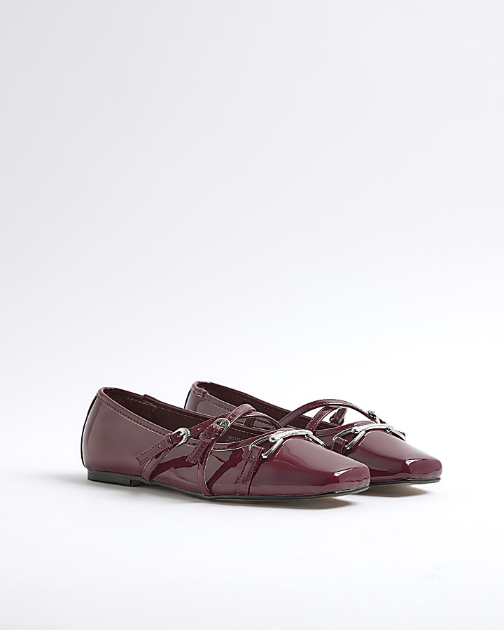 Red Snaffle Cross Strap Mary Jane Shoes