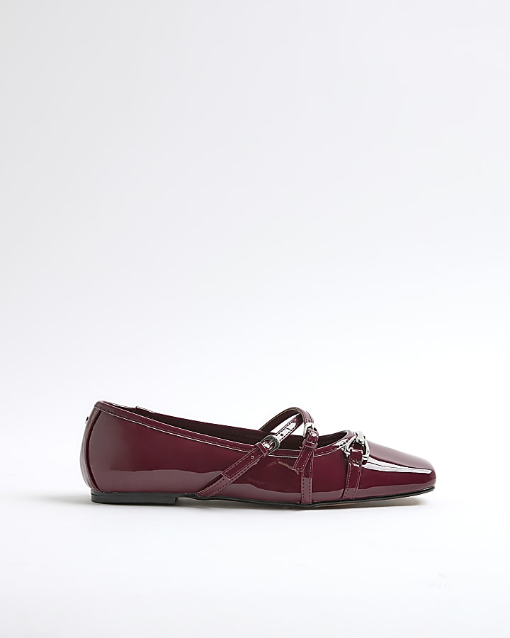 Red Snaffle Cross Strap Mary Jane Shoes