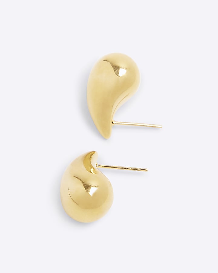 Gold Stainless Steel Dome Stud Earrings