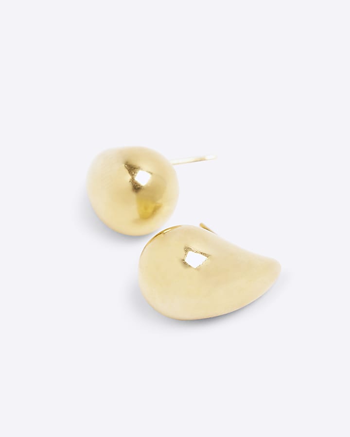 Gold Stainless Steel Dome Stud Earrings
