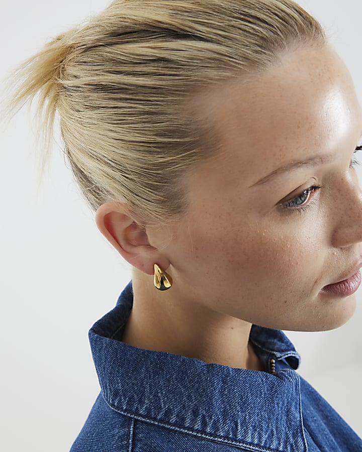 Gold Stainless Steel Dome Stud Earrings