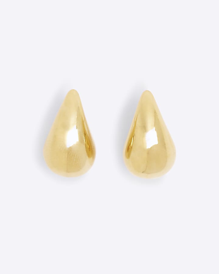 Gold Stainless Steel Dome Stud Earrings