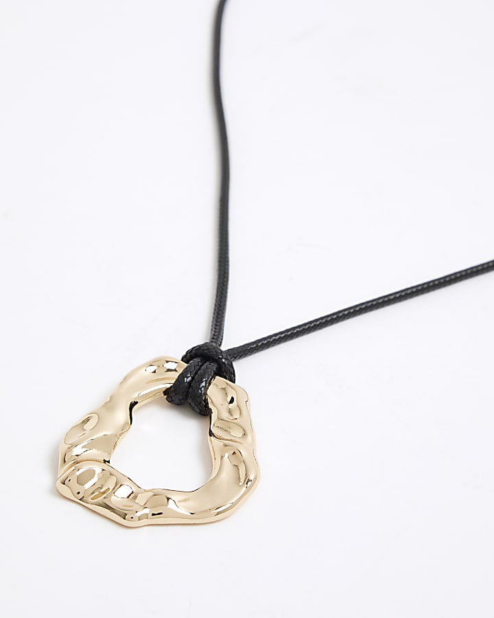Gold Ring Pendant Cord Necklace