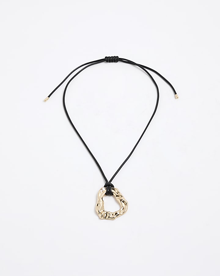 Gold Ring Pendant Cord Necklace