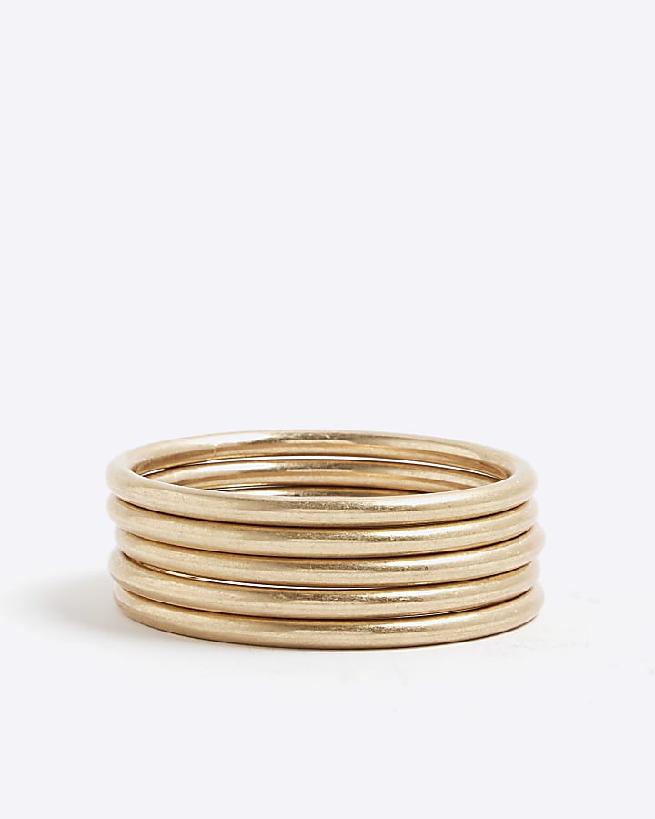 Gold Brushed Bangle Bracelet Stacking Set
