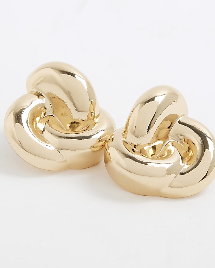 Gold Oversized Knot Stud Earrings