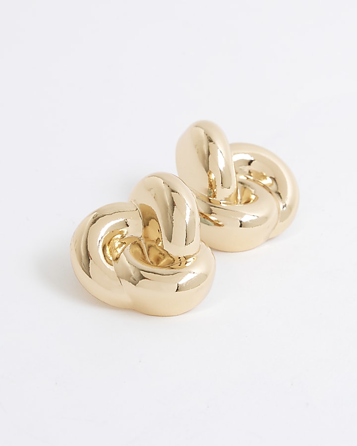 Gold Oversized Knot Stud Earrings
