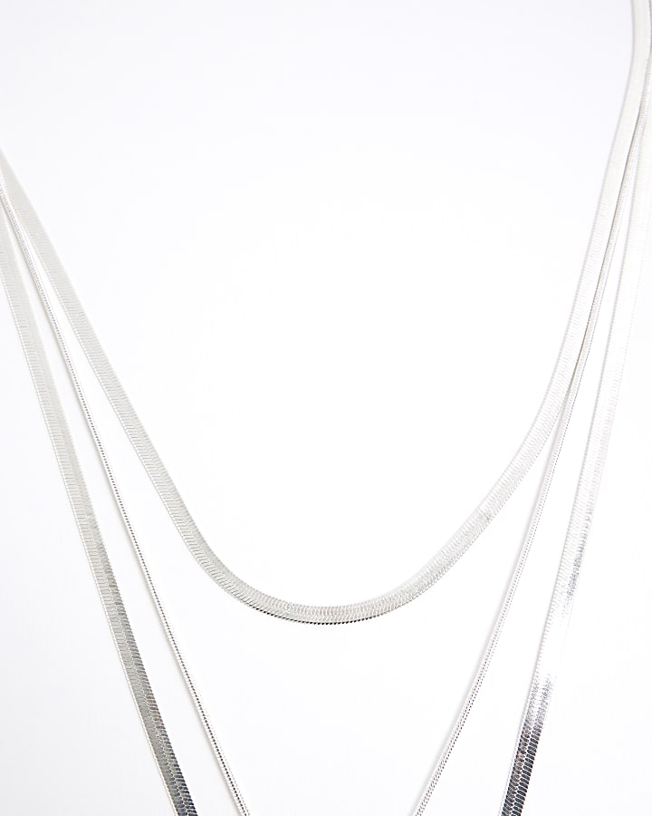 Silver Snake Chain Layered Necklace