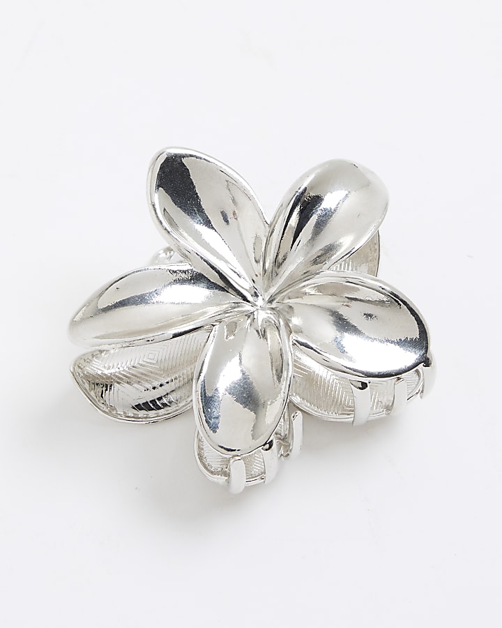Silver Floral Claw Hair Clip