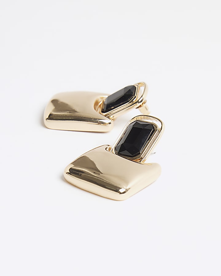 Black Stone Drop Earrings