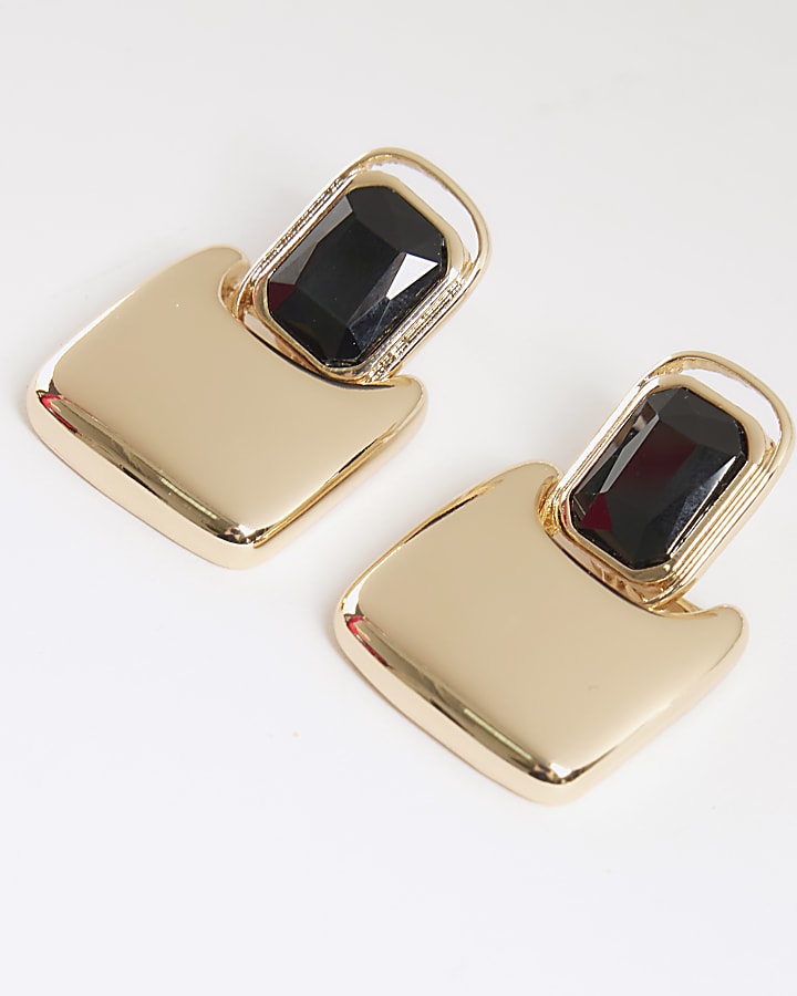 Black Stone Drop Earrings