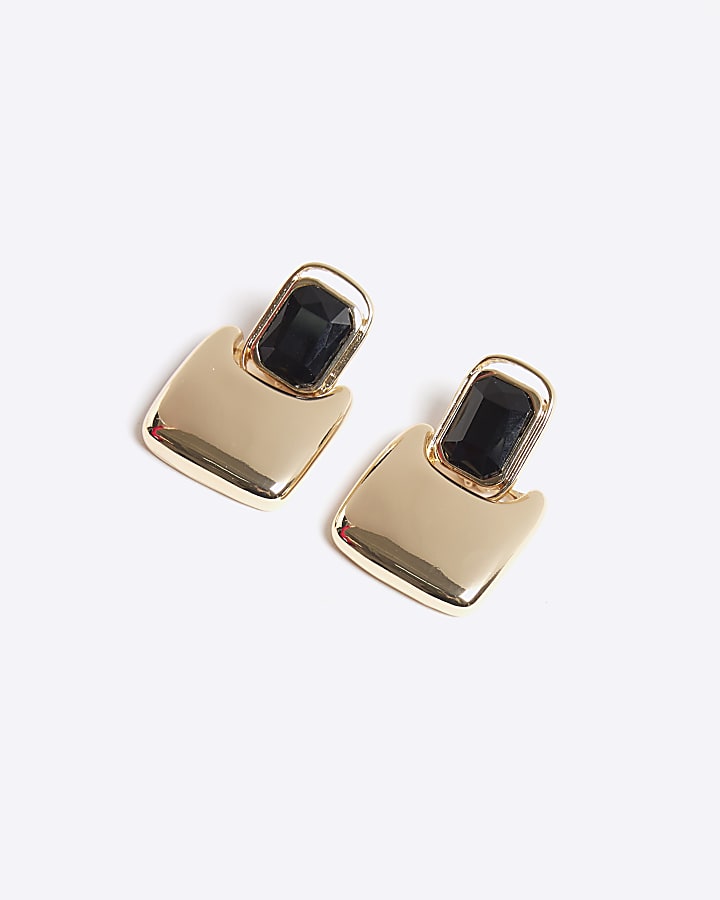 Black Stone Drop Earrings