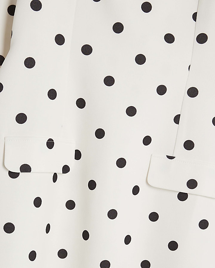 Cream Polka Dot Long Sleeve Mini Dress