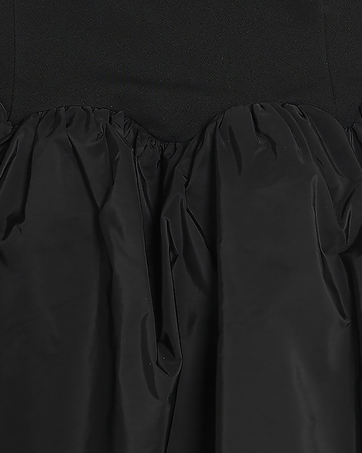 Black Sleeveless Hybrid Taffeta Mini Dress