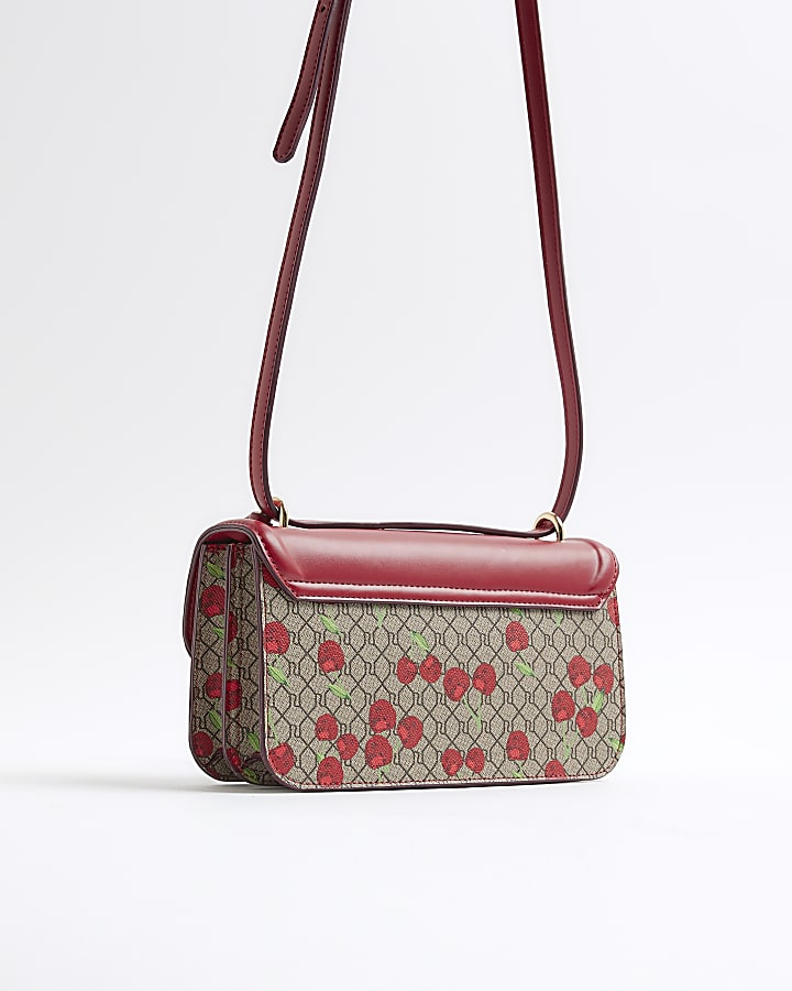 Red lock Front Cherry Satchel Bag